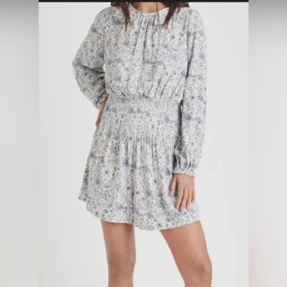 Splendid x Cella Jane Smock Waist blue white multi Romper size large brand new - Picture 4 of 12